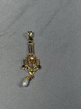 Charger l'image dans la galerie, Antique Art Nouveau 10K Gold Natural Pearl &amp; Gemstone Pendant
