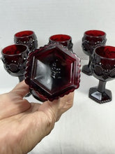 Load image into Gallery viewer, Vintage Avon Cape Cod Ruby Red Pressed Glass Wine Glasses (Set of 6)
