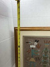 Charger l'image dans la galerie, Traditional Navajo Style Sand Painting of Female Yei Spirits with Sacred Corn – Framed
