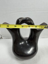Load image into Gallery viewer, Vintage Native American Santa Clara Pueblo Blackware Wedding Vase  7.5” Tall
