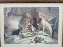 गैलरी व्यूवर में इमेज लोड करें, Victorian Art Print "Suspense" Charles Burton Framed Lithograph 24x21

