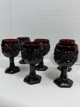Load image into Gallery viewer, Vintage Avon Cape Cod Ruby Red Pressed Glass Wine Glasses (Set of 6)
