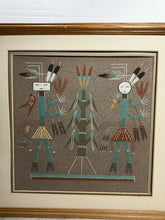 Charger l'image dans la galerie, Traditional Navajo Style Sand Painting of Female Yei Spirits with Sacred Corn – Framed

