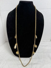 Load image into Gallery viewer, Givenchy vintage necklace — gold-tone with faux pearl charm station, signed

