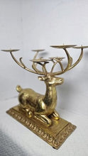 Charger l'image dans la galerie, Vintage Gold-Tone Resting Stag Six-Candle Candelabra
