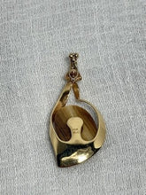 Load image into Gallery viewer, Vintage 14K Yellow Gold Tiger's Eye Teardrop Pendant — Signed American Fine Jewelry
