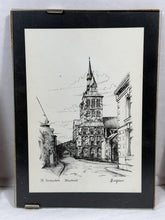 Charger l'image dans la galerie, Vintage Maastricht Triptych — Set of 3 B&amp;W Ink Sketches on Wood, Netherlands
