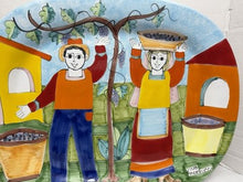 Load image into Gallery viewer, Vintage Nino Parrucca Italian Ceramic Plate Grape Harvest 17”x 14”

