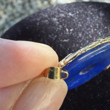 Load image into Gallery viewer, Vintage 14K yellow gold lapis lazuli donut pendant With Goodluck/Fortune
