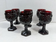 Load image into Gallery viewer, Vintage Avon Cape Cod Ruby Red Pressed Glass Wine Glasses (Set of 6)
