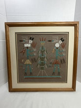 Charger l'image dans la galerie, Traditional Navajo Style Sand Painting of Female Yei Spirits with Sacred Corn – Framed
