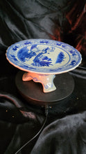 Load image into Gallery viewer, Blue and White Chinese Porcelain Plate with Pagoda and Waterfall Scene - Vintage Chinoiserie Collectible
