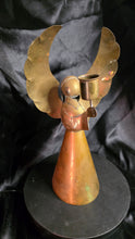 Load image into Gallery viewer, Vintage Mid-Century Brass Angel Taper Candle Holder - Abstract Praying Cherub w/ Large Wings
