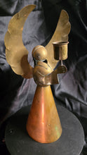 Load image into Gallery viewer, Vintage Mid-Century Brass Angel Taper Candle Holder - Abstract Praying Cherub w/ Large Wings
