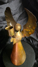 Load image into Gallery viewer, Vintage Mid-Century Brass Angel Taper Candle Holder - Abstract Praying Cherub w/ Large Wings

