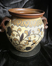 Load image into Gallery viewer, Handcrafted Vintage Ceramic Vessel with Ornate Scrollwork and Rustic Earthen Glaze
