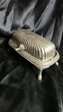 Load image into Gallery viewer, Victorian Silverplate Footed Covered Butter Dish – Ornate Ribbed Dome &amp; Engraved Serving Tray
