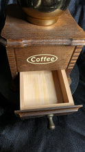 Load image into Gallery viewer, Vintage Hand-Crank Coffee Grinder with Brass Bowl &amp; Wooden Drawer
