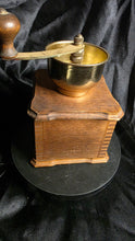 Load image into Gallery viewer, Vintage Hand-Crank Coffee Grinder with Brass Bowl &amp; Wooden Drawer

