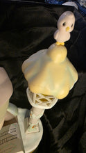 Load image into Gallery viewer, Vintage Enesco Nighttime Prayer Figurine Lamp / Musical Lighted Sculpture with Bird Lantern Accent

