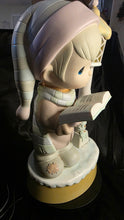Load image into Gallery viewer, Vintage Enesco Nighttime Prayer Figurine Lamp / Musical Lighted Sculpture with Bird Lantern Accent
