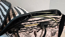 Load image into Gallery viewer, Betsey Johnson Quilted Black Blush Stripe Tote Bag Gold Hardware NWT
