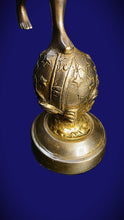 Load image into Gallery viewer, Vintage Heavy Solid Brass Cupid (Eros) Statue on Celestial Globe – 17” French Art Nouveau–Inspired Classical Sculpture

