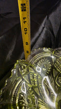 Load image into Gallery viewer, Vintage Imperial Glass Avocado Green Hobstar Pedestal Compote – Mid-Century Statement Bowl
