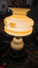 Load image into Gallery viewer, Vintage Gone With the Wind Style Hurricane Lamp – Hand-Painted Floral Milk Glass Parlor Lamp
