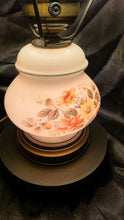 Load image into Gallery viewer, Vintage Gone With the Wind Style Hurricane Lamp – Hand-Painted Floral Milk Glass Parlor Lamp

