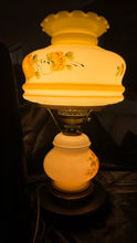 Load image into Gallery viewer, Vintage Gone With the Wind Style Hurricane Lamp – Hand-Painted Floral Milk Glass Parlor Lamp
