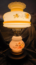 Load image into Gallery viewer, Vintage Gone With the Wind Style Hurricane Lamp – Hand-Painted Floral Milk Glass Parlor Lamp
