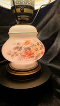Load image into Gallery viewer, Vintage Gone With the Wind Style Hurricane Lamp – Hand-Painted Floral Milk Glass Parlor Lamp
