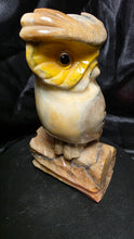 Load image into Gallery viewer, Vintage Hand-Carved Italian Alabaster Owl Figurine with Glass Eyes | Mid-Century Stone Sculpture
