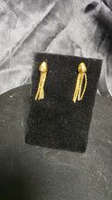 Load image into Gallery viewer, Vintage Gold-Tone Tassel Chain Earrings with Sculpted Cap Accents
