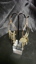 Cargar imagen en el visor de la galería, Bohemian Silver-Tone Hoop Earrings Mixed Charms Artisan Details
