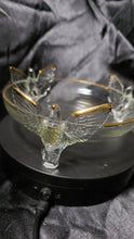 Load image into Gallery viewer, Jeannette Glass Eagle Bowl Gold Trim 3-Footed Depression Era

