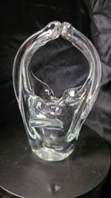 Load image into Gallery viewer, Hand-Blown Art Glass Basket Vase Split Handle Mid-Century Crystal
