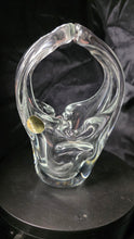 Load image into Gallery viewer, Hand-Blown Art Glass Basket Vase Split Handle Mid-Century Crystal
