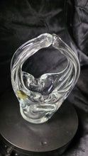 Load image into Gallery viewer, Hand-Blown Art Glass Basket Vase Split Handle Mid-Century Crystal
