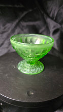 将图片加载到图库查看器，Anchor Hocking Block Optic Green Depression Glass Sherbet 1929-38
