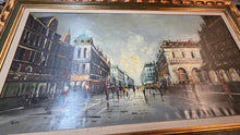 将图片加载到图库查看器，Large Original Paris Street Scene Oil Painting, Signed “Tritti” – Framed European Cityscape, 56” x 32”
