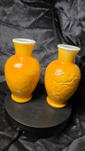 Load image into Gallery viewer, Pair of Vintage Avon “Spring Bouquet” Amber Milk Glass Fragranced Vases – 1981 Collectible Set
