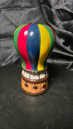 Vintage Hot Air Balloon Hinged Trinket Box – Colorful Porcelain Keepsake
