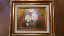 将图片加载到图库查看器，Vintage “Angra” Signed Floral Basket Oil Painting – Heavy Impasto Still Life in Gilt Frame (c. 1960s–1980s)
