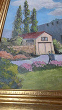 Load image into Gallery viewer, Original 1978 Oil Painting – “The Park” Landscape – Central Coast Art Association Exhibition Piece – Ornate Gold Frame
