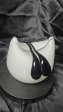 Load image into Gallery viewer, Vintage Polish Art Glass Sculptural Bowl – White with Black Teardrop Accents
