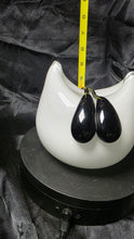 Load image into Gallery viewer, Vintage Polish Art Glass Sculptural Bowl – White with Black Teardrop Accents
