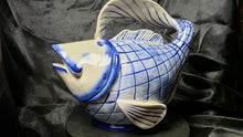 Load image into Gallery viewer, Blue Sky Clayworks Diane Fish Teapot – Hand-Painted Blue &amp; White Ceramic Collectible
