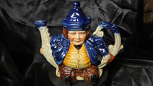 Load image into Gallery viewer, Vintage Staffordshire Toby Parliament Judge Figural Teapot – Blue &amp; White Porcelain Character Tea Pot
